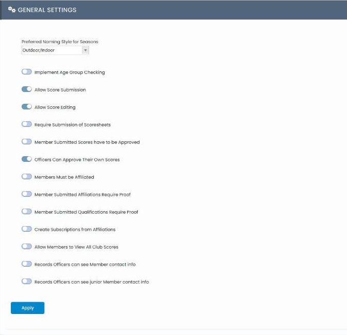 General Settings panel